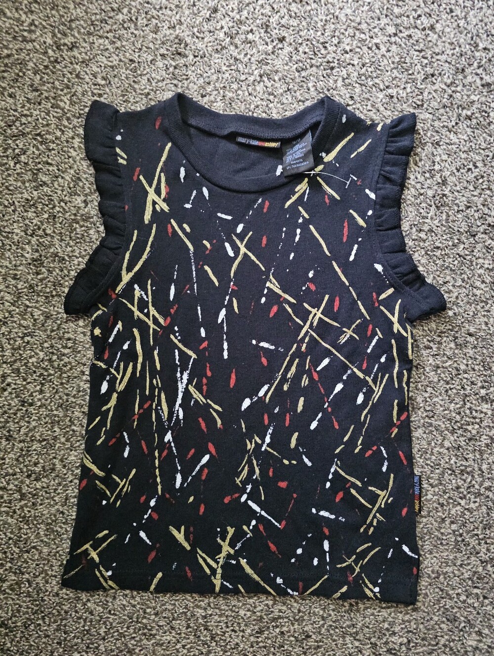 Vintage Y2K Mary-Kate and Ashley Girls Black Abstract Top 10/12